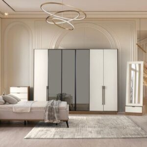 Спален комплект AMARA 5А-включва легло с механизъм+5-крил гардероб+2 бр. н.шкаф