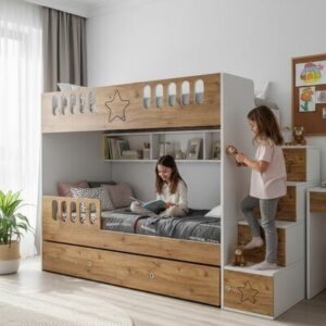 Двуетажно детско легло Ranza WoodStar с „двойна защита“